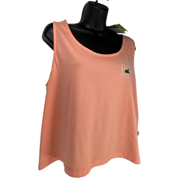 QUIKSILVER Crop Tank Top Sz L Bundle of 2 Lime Green Peach Orange Graphic Cotton - Picture 12 of 16